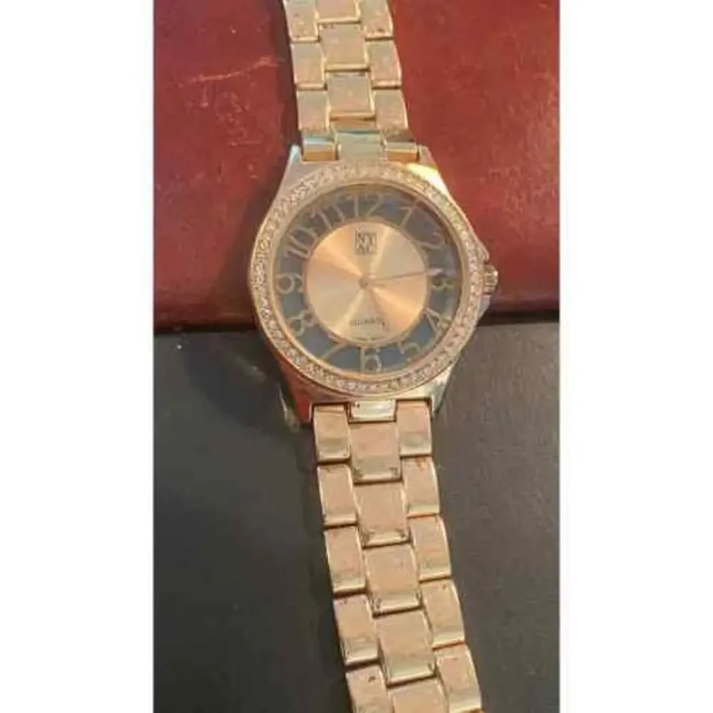 Women's NY&C Rose Gold Tone Watch, See Through Case, Crystal Accents